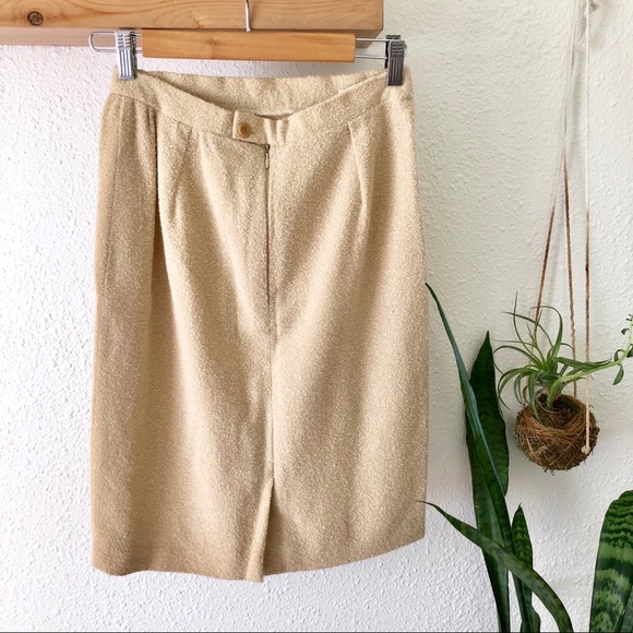 Escada honey butter color wool blend pencil skirt - Picture 3 of 6